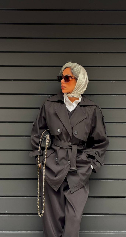 خرید بارانی کوتاه شیک رنگ استخوانی مدل جدید