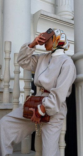 بامبر جکت زنانه جنس لامر رنگ زغالی شیک